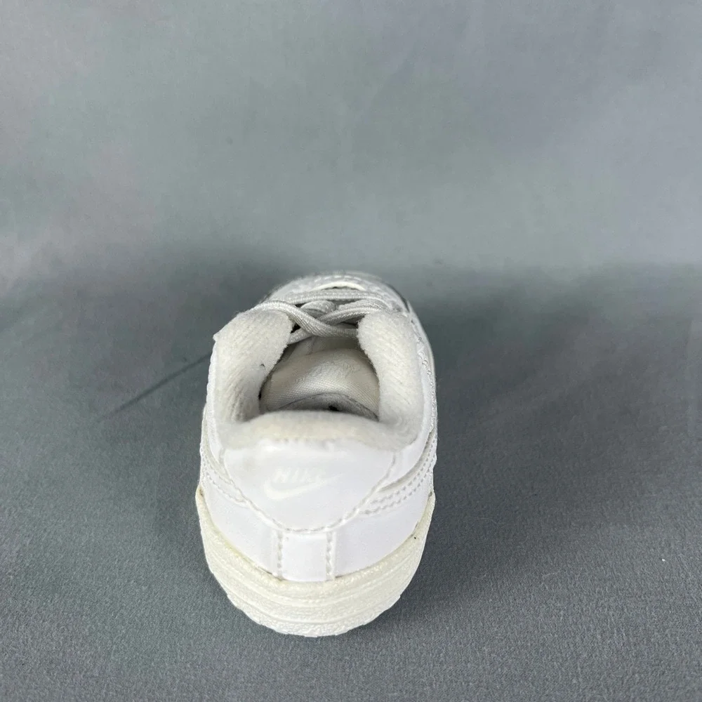 Nike Force 1 Crib Sneaker Boys 3 Triple White Upper Leather Round Toe CK2201-100